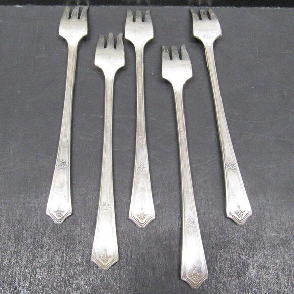 Vintage R.C.Co Bouquet Silver Plate 6 Inch 3 Prong Cocktail Fork Lot of 5 - Picture 5 of 8